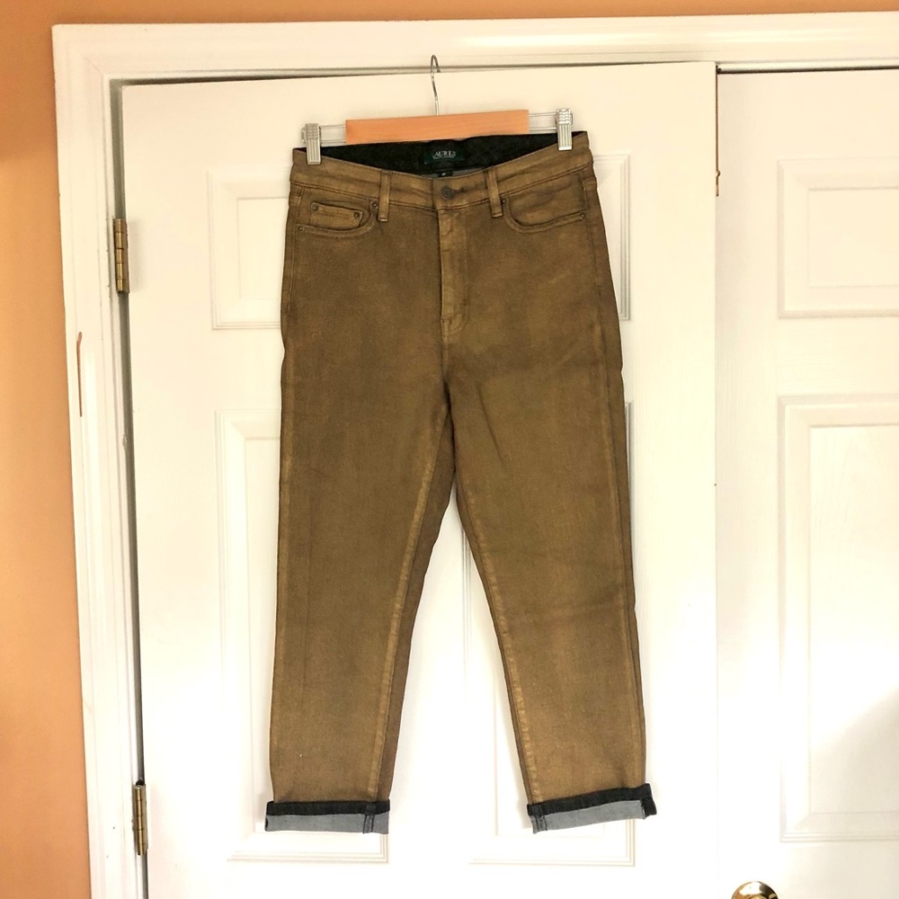 Ralph Lauren, Golden Metallic ankle jeans, size 8p